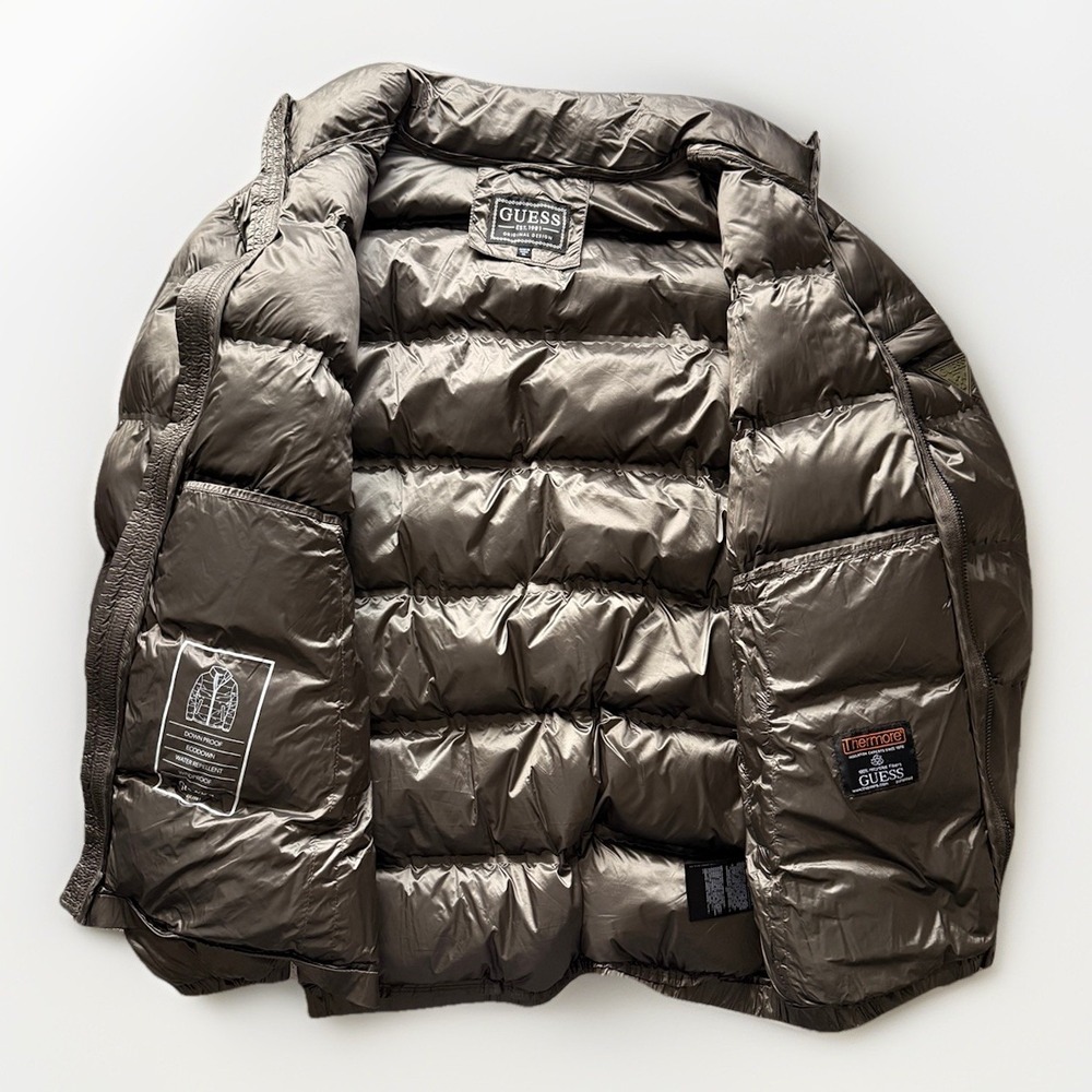 Guess USA Men's Puffer Quilted Jacket Size XL color Grey Full Zip - Picture 7 of 11